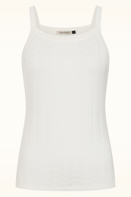 Banned Retro - Joy gebreide top in crème  2