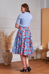 Banned Retro - Cary Lobster Love katoenen swing rok in blauw 2