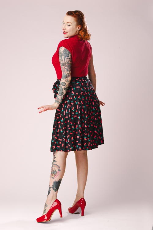 Vintage Chic for Topvintage - Topvintage exclusive ~ Ally Cherry swing rok in zwart 3