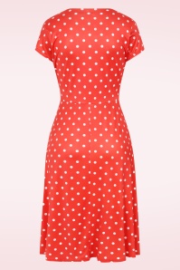 Vintage Chic for Topvintage - Topvintage exclusive ~ Ruby Polkadot Delight jurk in rood en wit 3