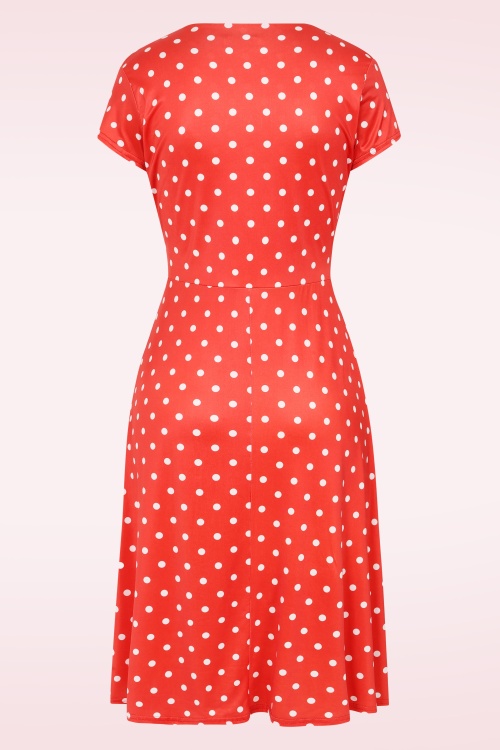 Vintage Chic for Topvintage - Topvintage exclusive ~ Ruby Polkadot Delight jurk in rood en wit 3