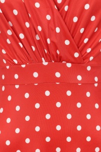 Vintage Chic for Topvintage - Topvintage exclusive ~ Ruby Polkadot Delight jurk in rood en wit 2