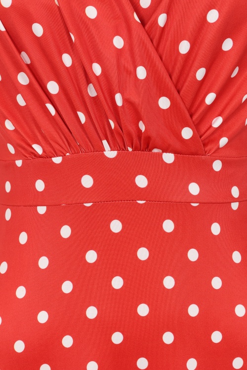 Vintage Chic for Topvintage - Topvintage exclusive ~ Ruby Polkadot Delight jurk in rood en wit 2
