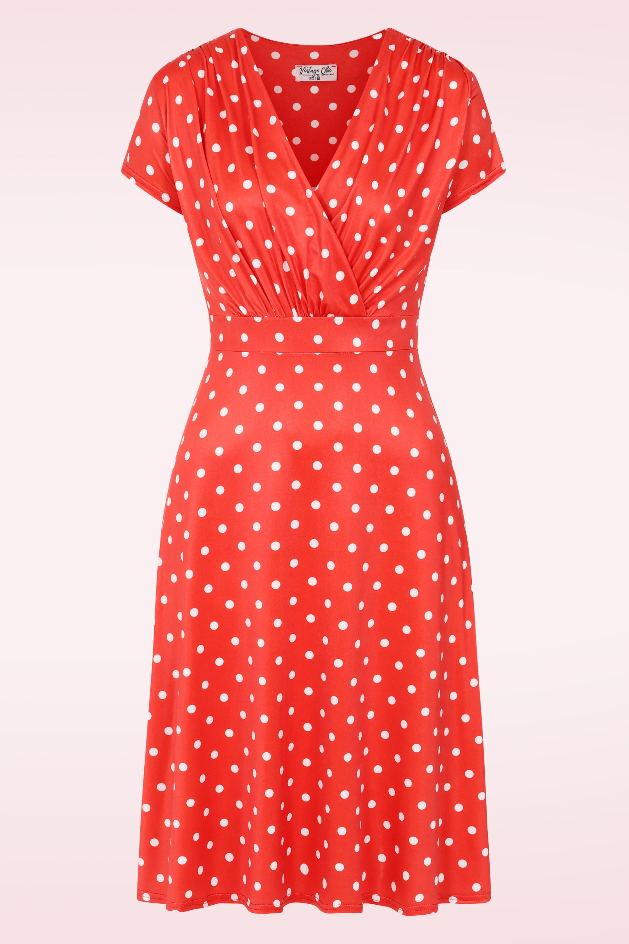Vintage Chic for Topvintage - Topvintage exclusive ~ Ruby Polkadot Delight jurk in rood en wit