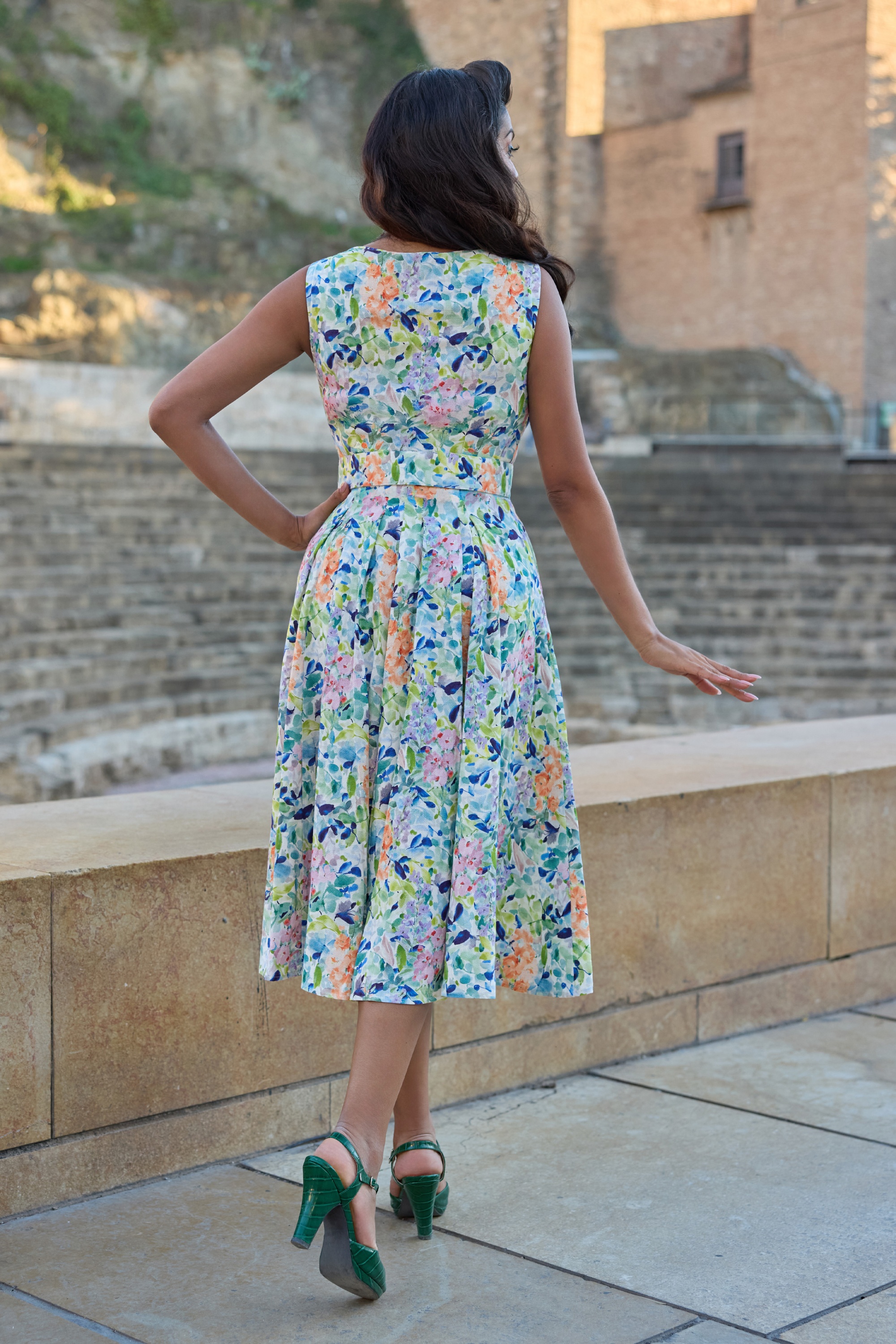 Miss Candyfloss - Audrey Floria swing jurk in multi 2