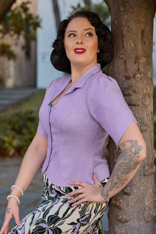 Miss Candyfloss - Aliya Violette blazer blouse in paars 2