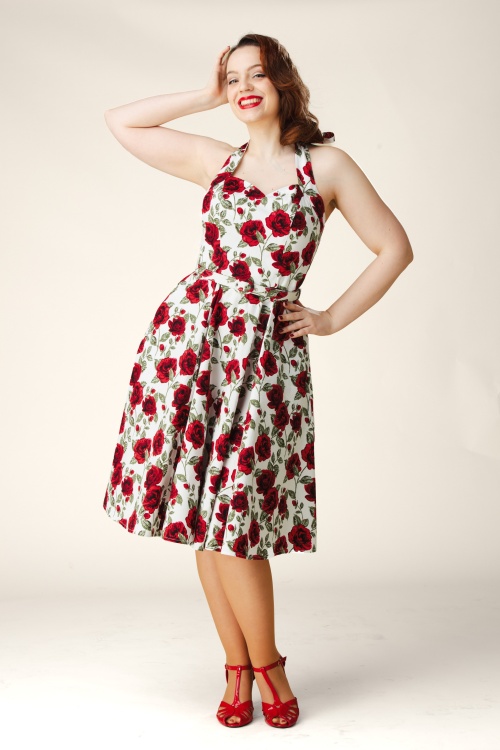 Topvintage Boutique Collection - Topvintage exclusive ~ Betty Rosetta swing jurk in wit