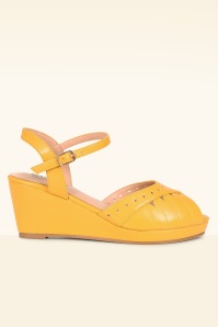 Banned Retro - Sunny Daze sleehakken in mosterdgeel