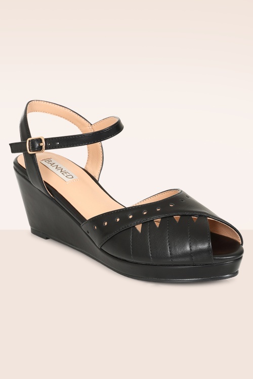 Banned Retro - Sunny Daze sleehakken in zwart 3