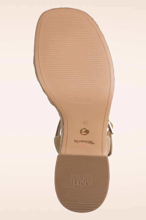 Tamaris - Raffia Weave platform suède sandalen in zand 4
