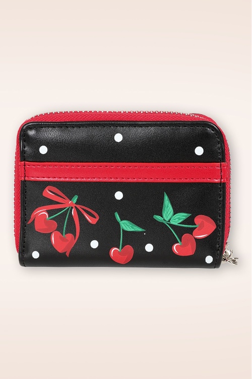 Banned Retro - Cherries And Bows portemonneetje in zwart 4