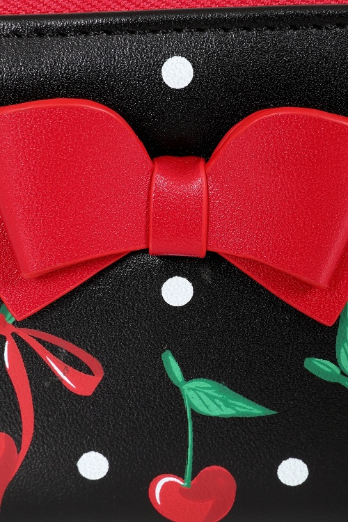 Banned Retro - Cherries And Bows portemonneetje in zwart 2