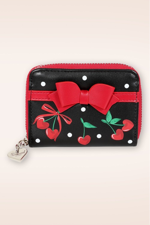 Banned Retro - Cherries and Bows bandana in zwart