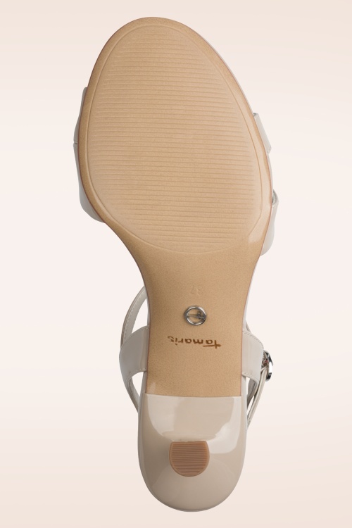 Tamaris - Tessa Kitten Heels lak sandaaltjes in beige 3