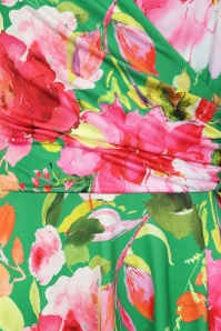 Vintage Chic for Topvintage - Topvintage exclusive ~ Layla floral cross over jurk in groen en multi 2