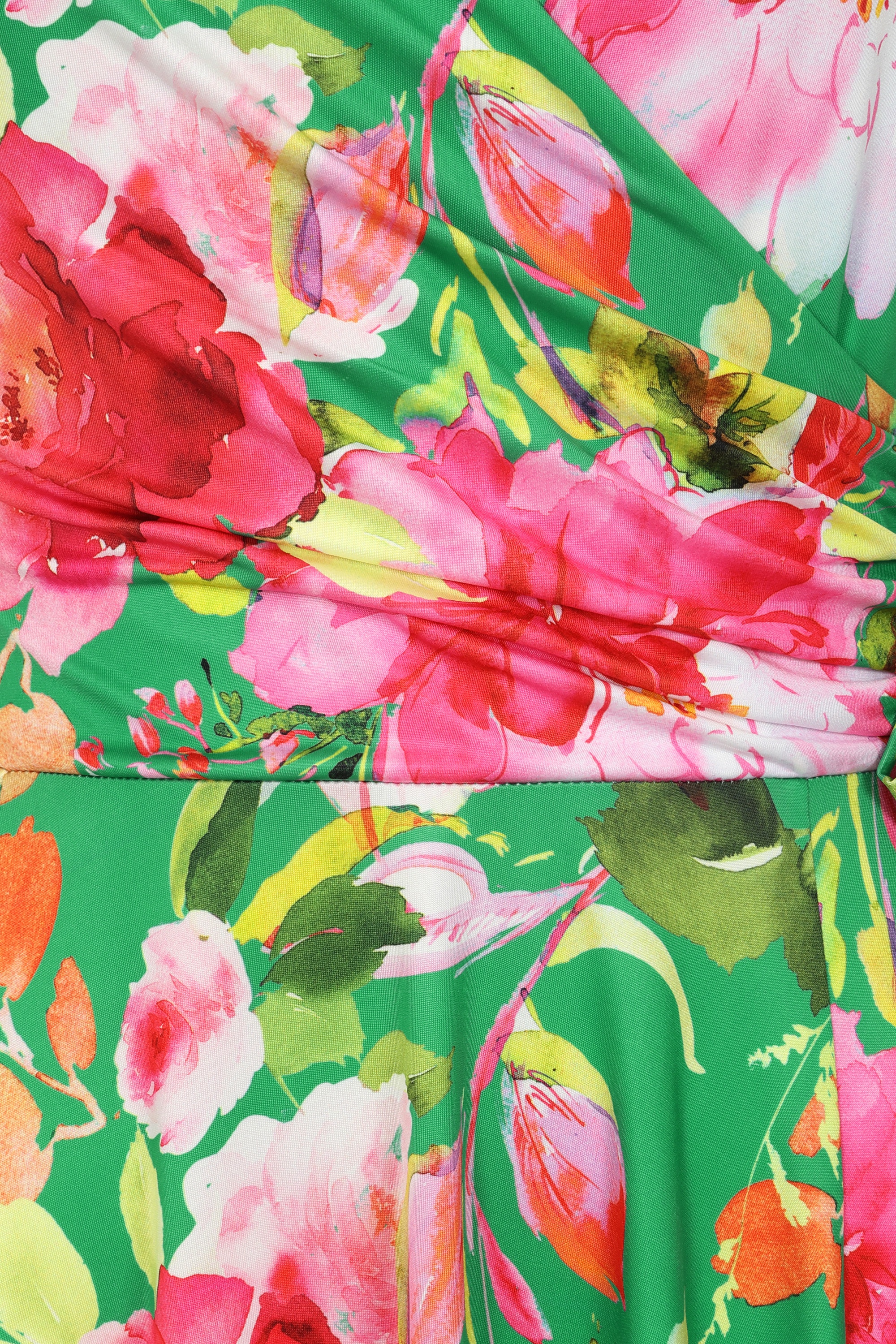 Vintage Chic for Topvintage - Topvintage exclusive ~ Layla floral cross over jurk in groen en multi 2