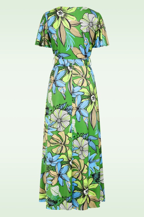 Vintage Chic for Topvintage - Topvintage Exclusive ~ Tammy floral maxi jurk in groen en multi 3