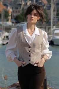 Banned Retro - Hallie pied de poule gilet in bruin