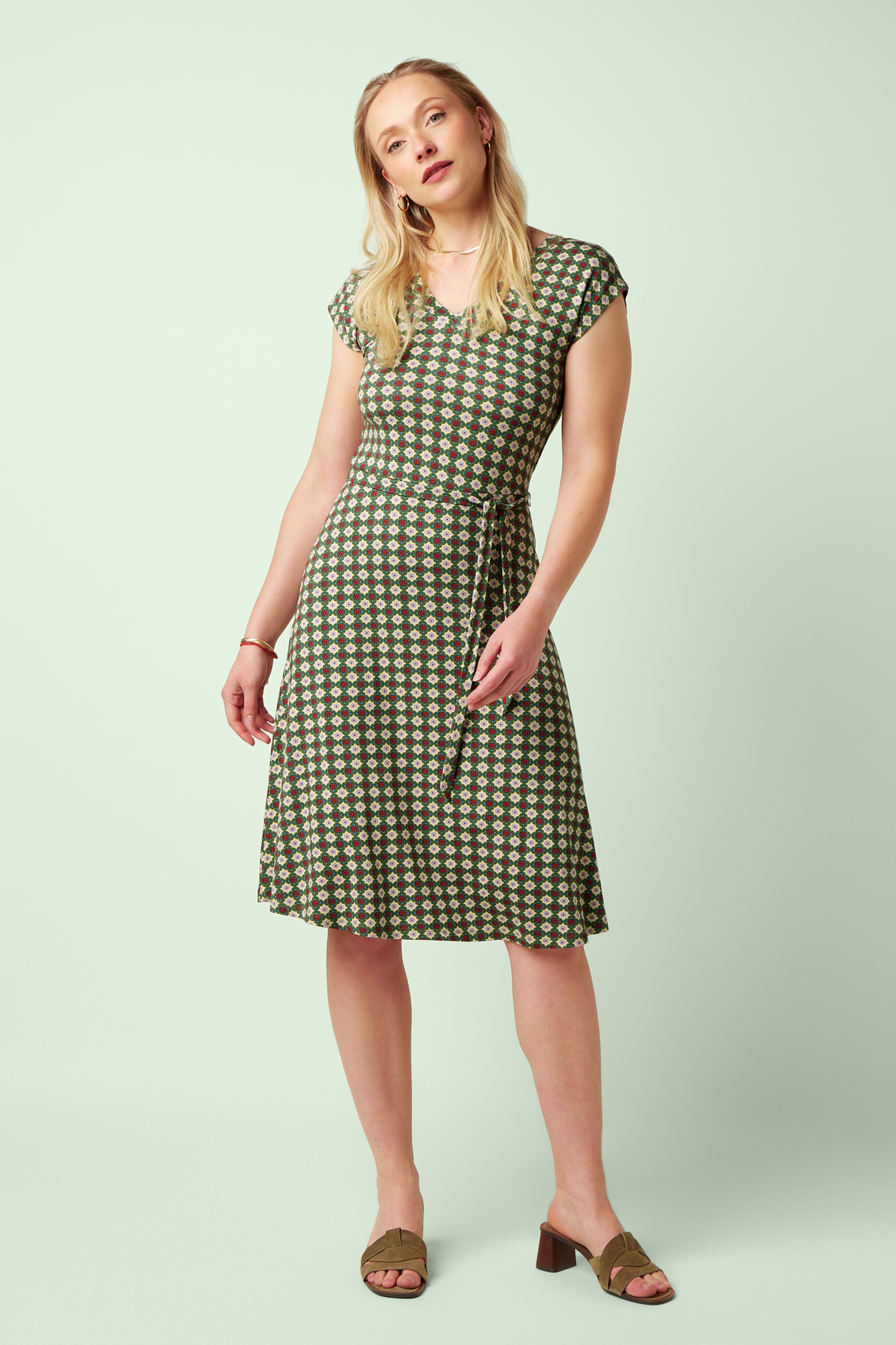 King Louie - Jade Double V- jurk in ponderosa groen