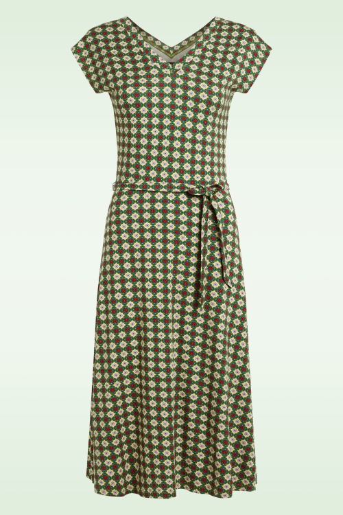 King Louie - Jade Double V- jurk in ponderosa groen 2