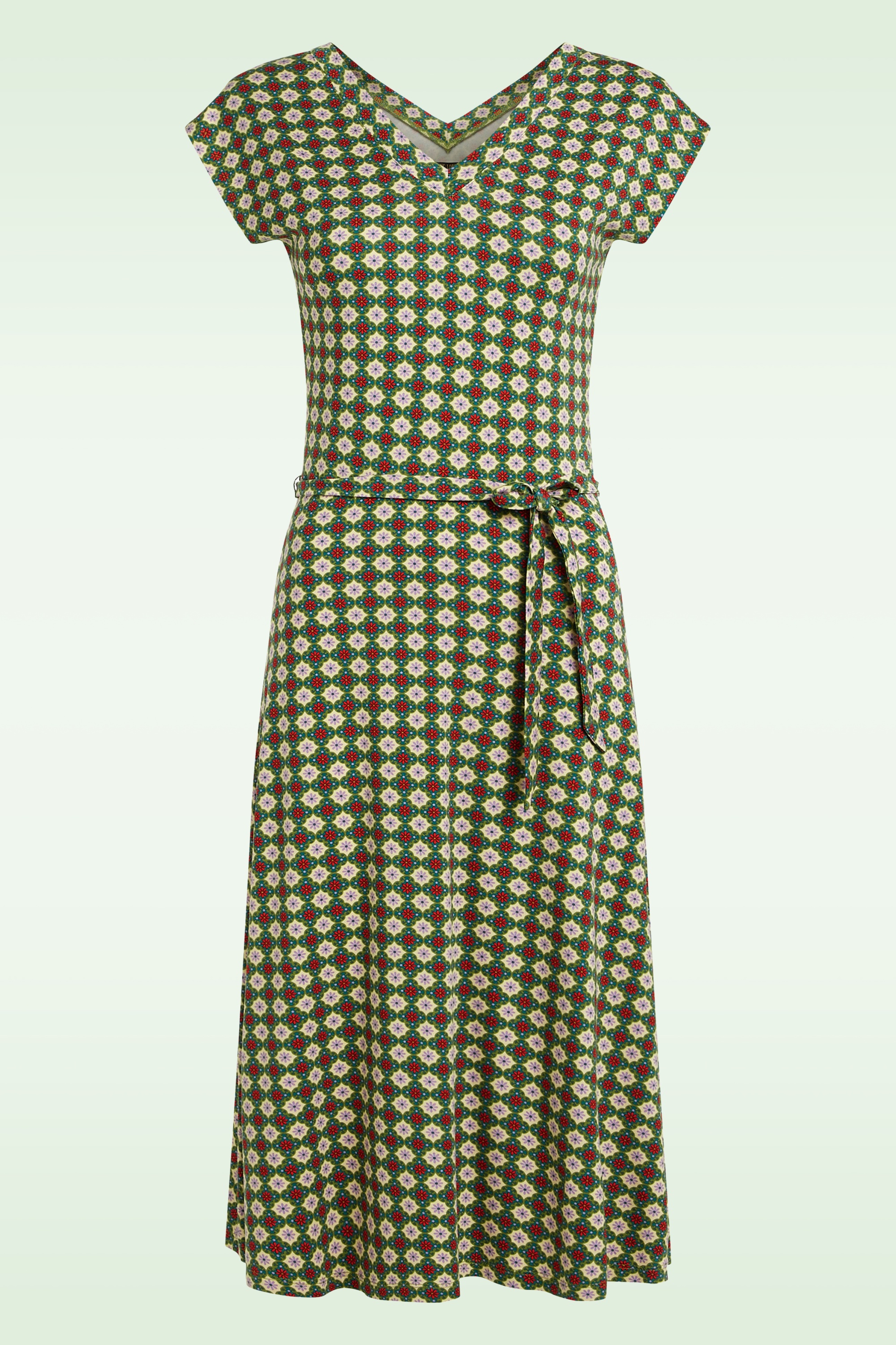 King Louie - Jade Double V- jurk in ponderosa groen 2