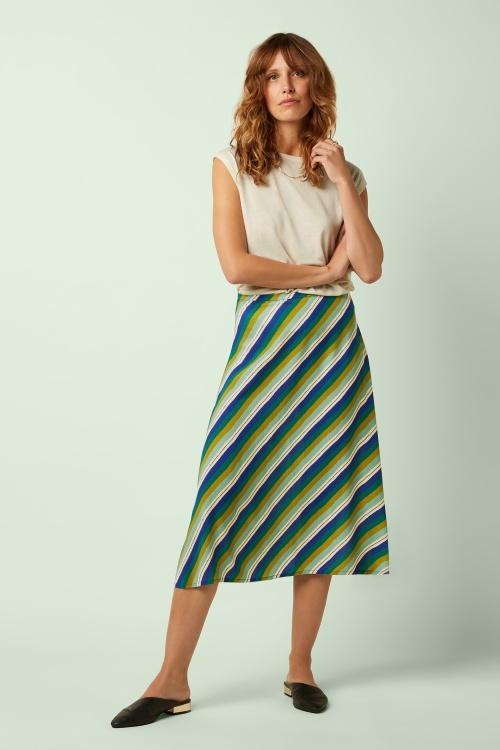 King Louie - Juno Puerto midi rok in diepblauw 