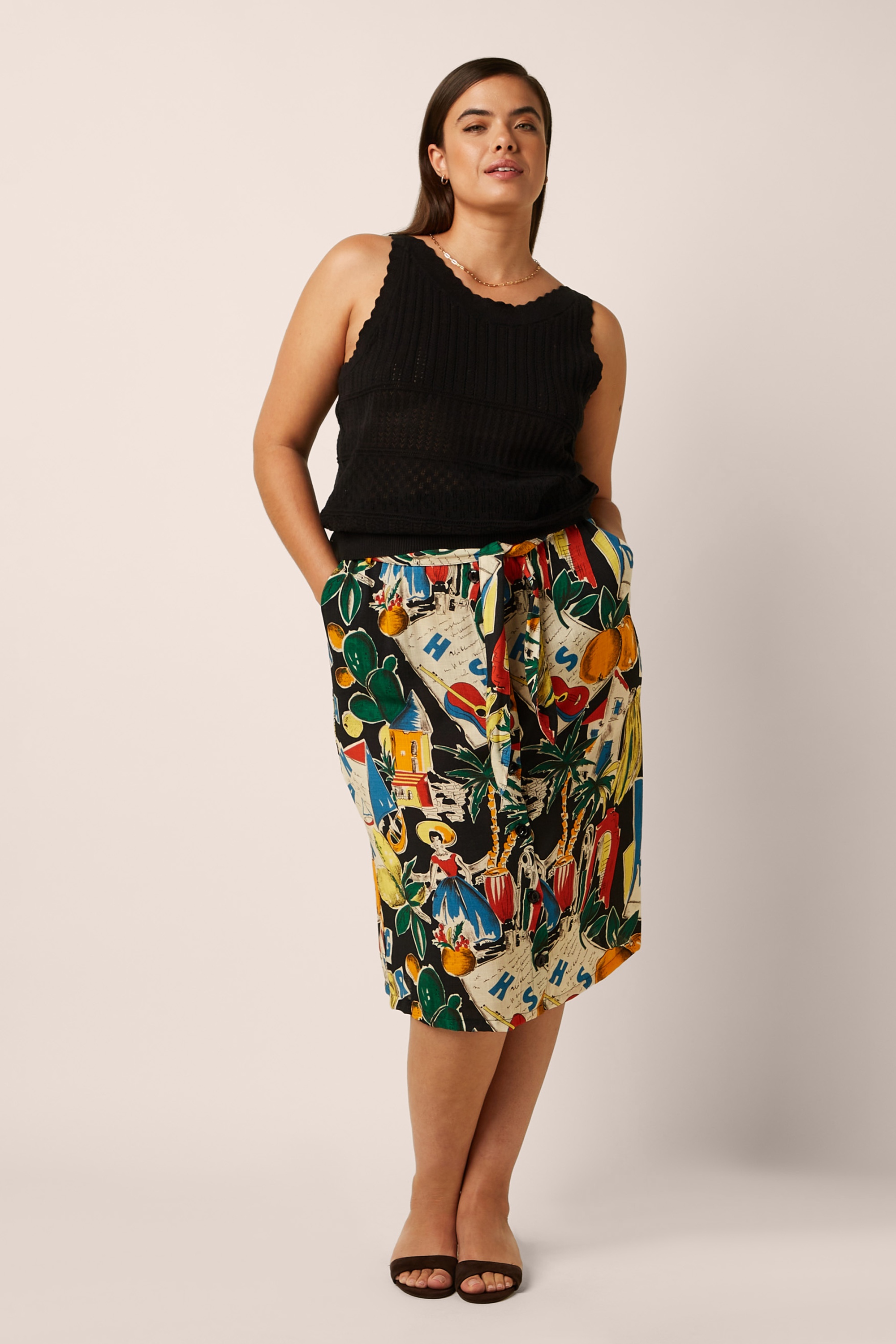 King Louie - Lola Tropez Button rok in zwart