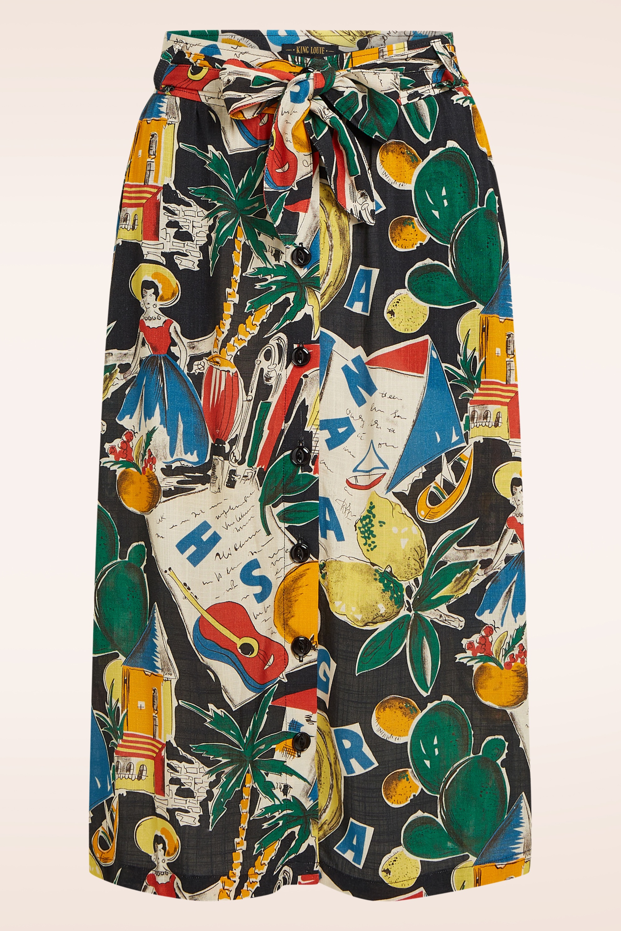 King Louie - Lola Tropez Button rok in zwart 2