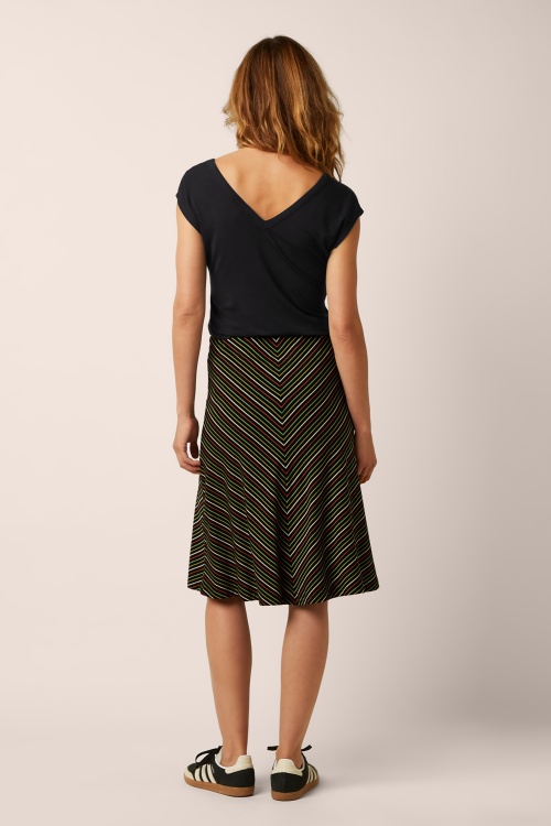 King Louie - Juno Panel Menchini Stripe rok in zwart 3