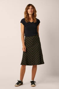 King Louie - Juno Panel Menchini Stripe rok in zwart