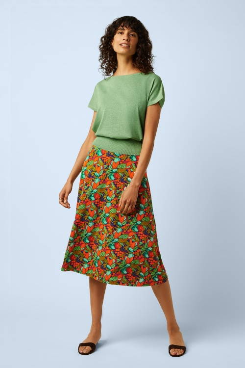 King Louie - Juno Puerto midi rok in diepblauw 