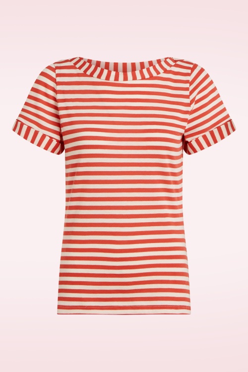 King Louie - Boatneck Chopito Stripe top in summer fig 2