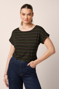 King Louie - Aria Menchini Stripe top in zwart