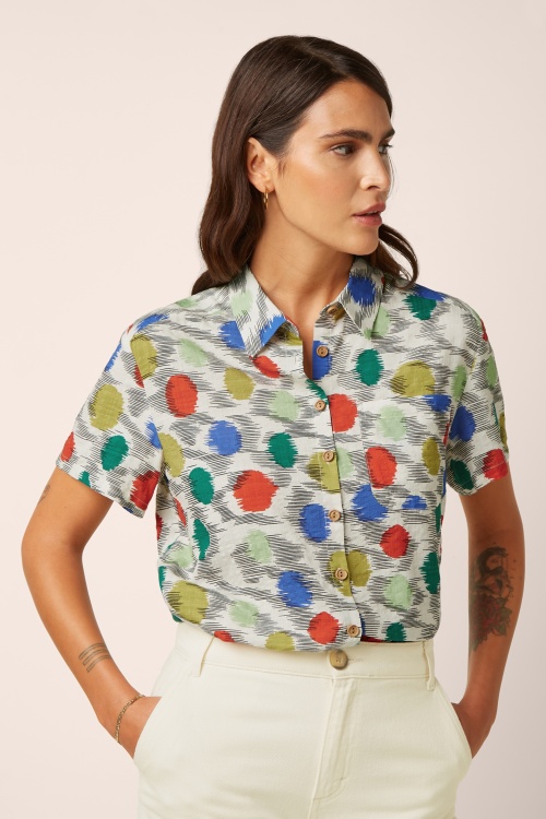 King Louie - Evelina Walton blouse in ice cream