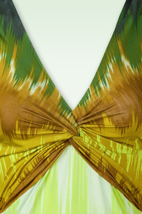 Surkana - Yara midi jurk met gedraaide halslijn in olijf 2