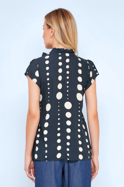 Circus - Anna polkadot blouse in indigo en gebroken wit 3