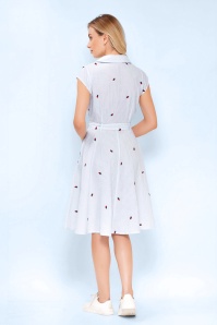 Circus - Daisy gestreepte aardbeien katoenen jurk in lichtblauw en wit 3