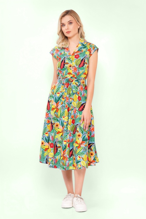 Circus - Daisy Maui jurk in lichtblauw en multi