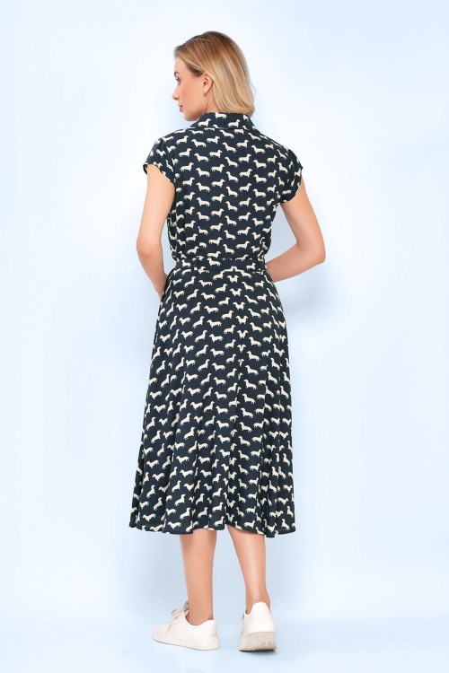 Circus - Daisy teckel jurk in donkerblauw en gebroken wit 3