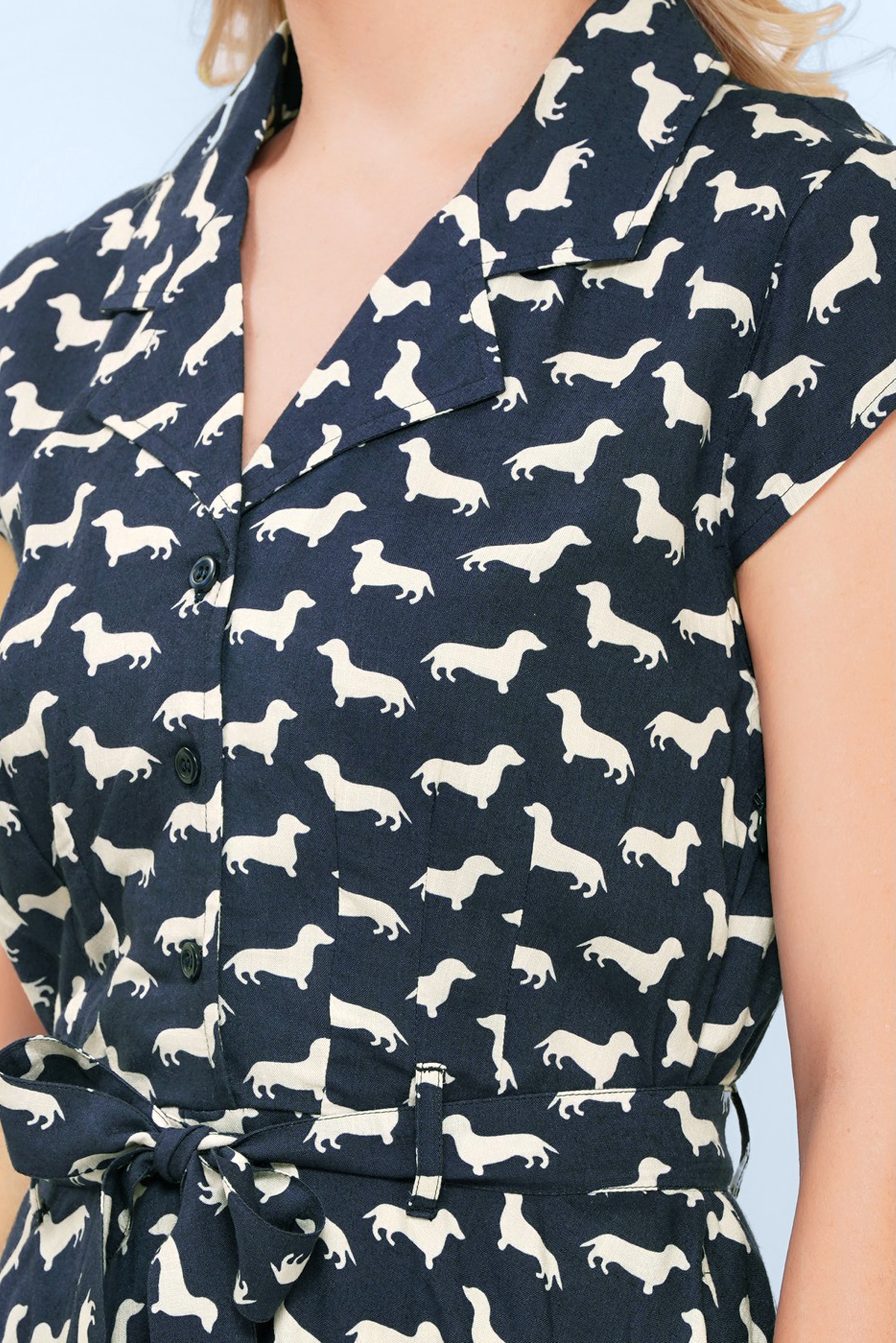 Circus - Daisy teckel jurk in donkerblauw en gebroken wit 2