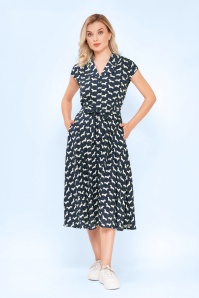 Circus - Daisy teckel jurk in donkerblauw en gebroken wit