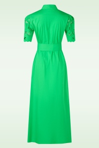 You’re My Lobster by K-design - Evelyn broderie katoenen maxi jurk in groen 3