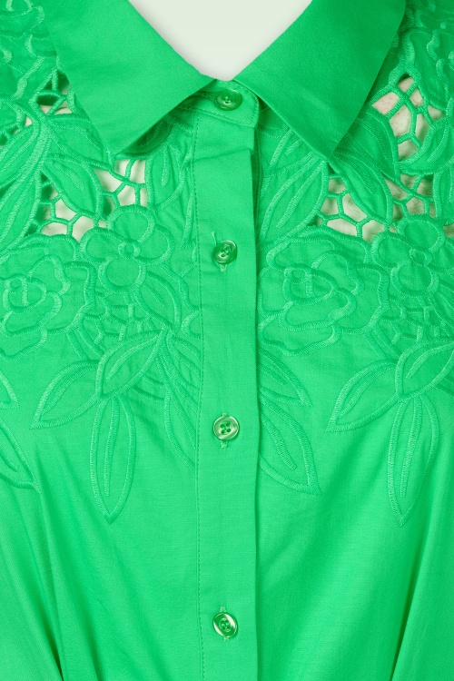 You’re My Lobster by K-design - Evelyn broderie katoenen maxi jurk in groen 2