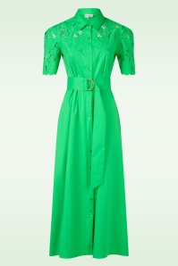 You’re My Lobster by K-design - Evelyn broderie katoenen maxi jurk in groen