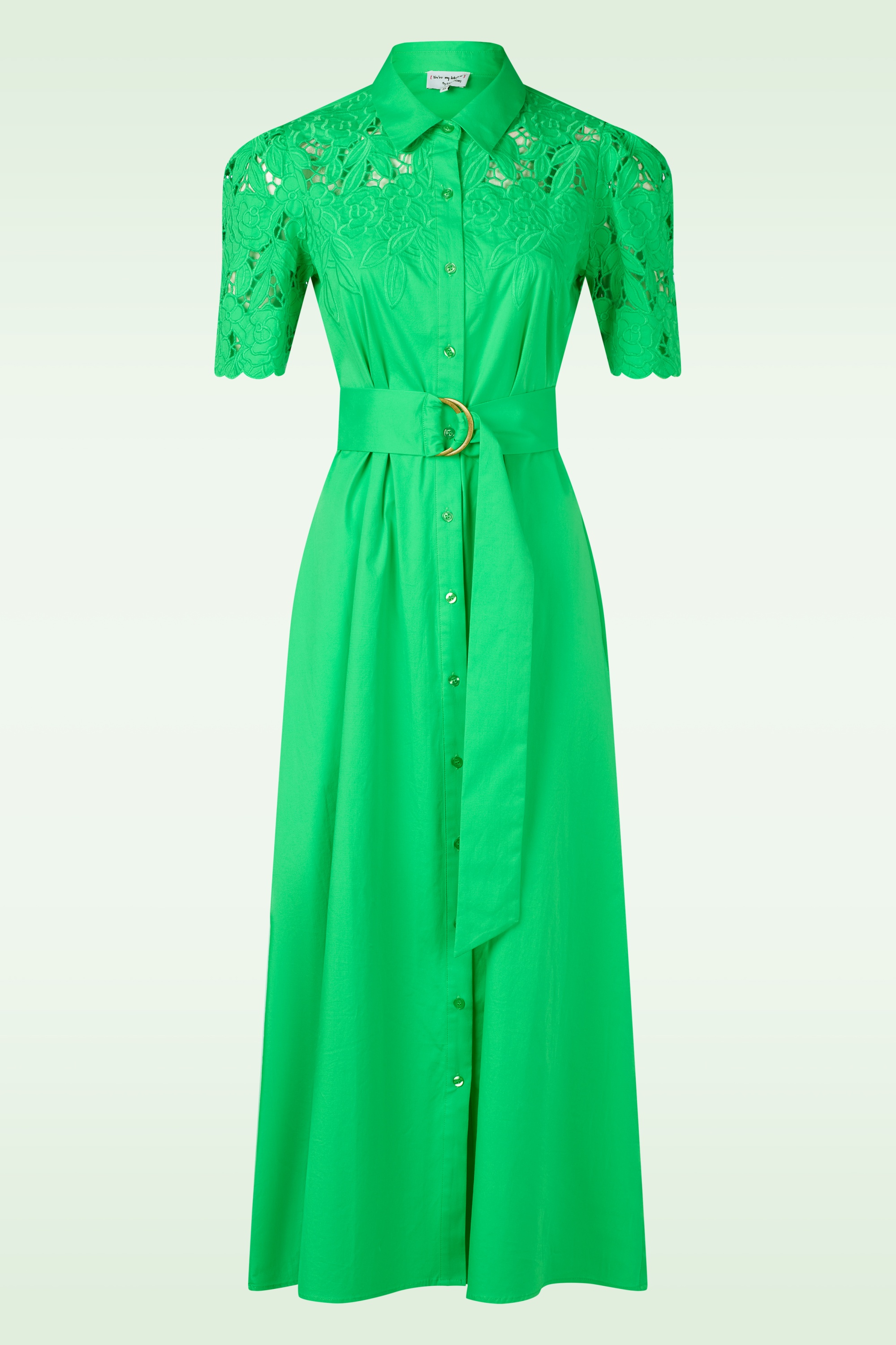 You’re My Lobster by K-design - Evelyn broderie katoenen maxi jurk in groen