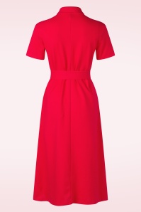 You’re My Lobster by K-design - Vivienne polo katoenen midi jurk in tomaatrood 3