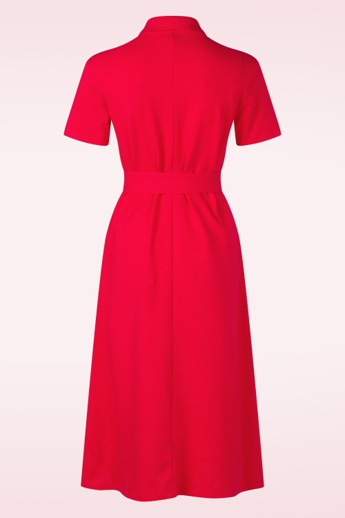 You’re My Lobster by K-design - Vivienne polo katoenen midi jurk in tomaatrood 3