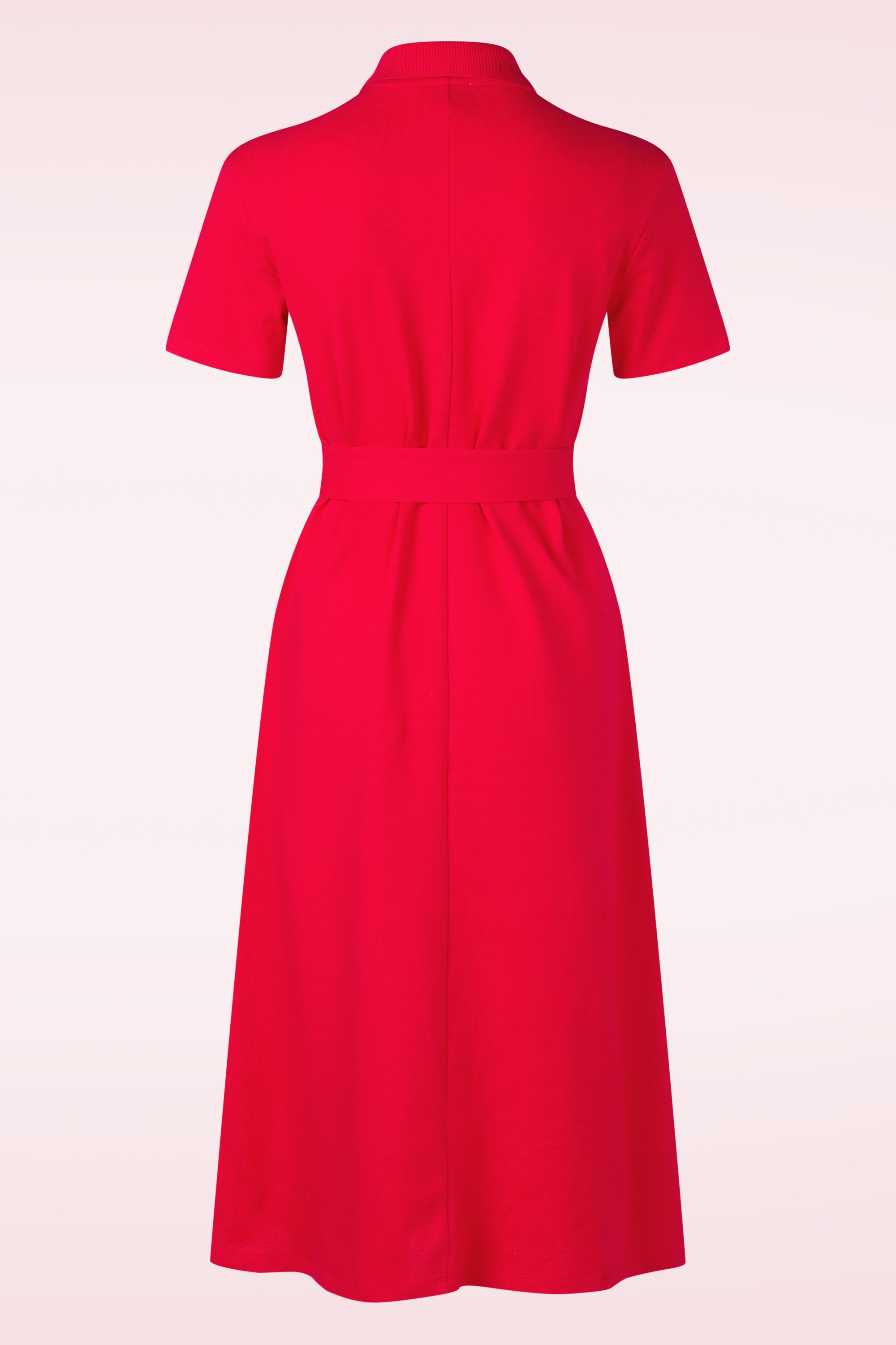 You’re My Lobster by K-design - Vivienne polo katoenen midi jurk in tomaatrood 3