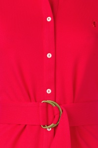 You’re My Lobster by K-design - Vivienne polo katoenen midi jurk in tomaatrood 2