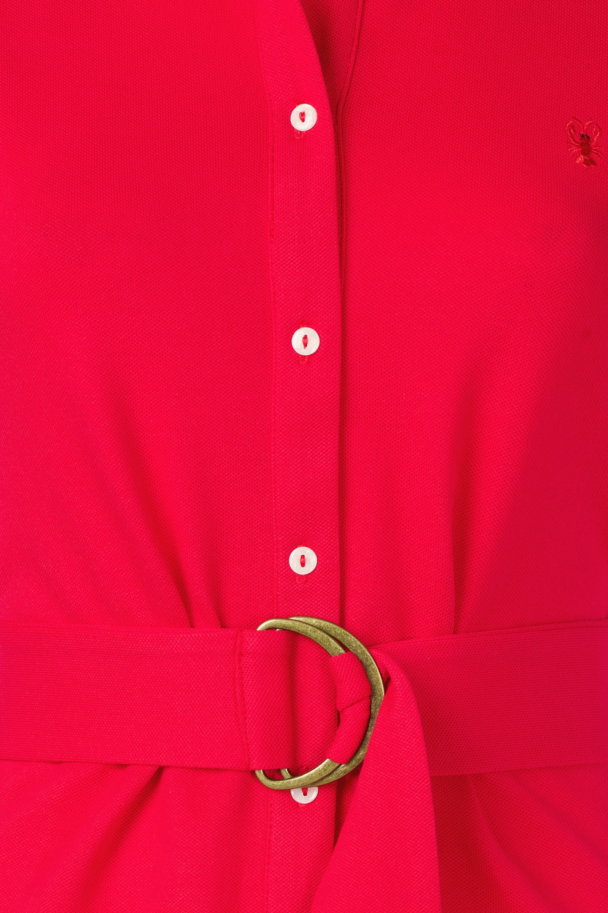 You’re My Lobster by K-design - Vivienne polo katoenen midi jurk in tomaatrood 2